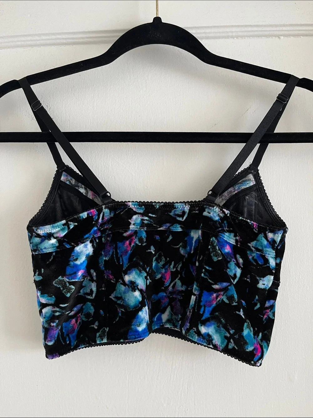 Intimately Free People Size S Floral Velvet Corset Style Crop Top / Bralette